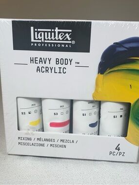Liquitex Professional Heavy Body Acrylic 4-Pack - Yellow, Red, Blue, White 59ml